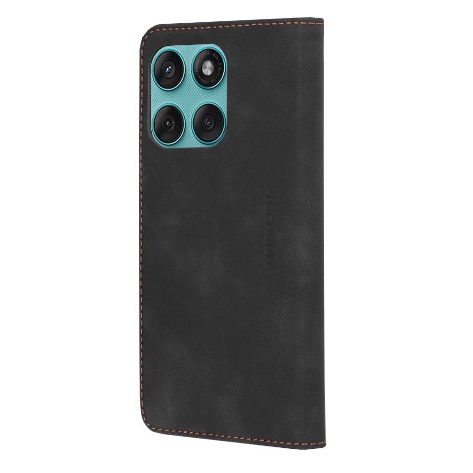Husa pentru Motorola Edge 60 Fusion, SKYDDAR INNOVATION, Soft Wallet, tip Carte din piele Eco Premium, cu Portofel Interior, Negru, set cu sticker - 2 | YEO