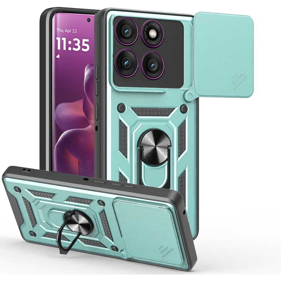 Husa pentru Motorola Edge 60 Pro, SKYDDAR INNOVATION, CamShield, Verde, set cu sticker