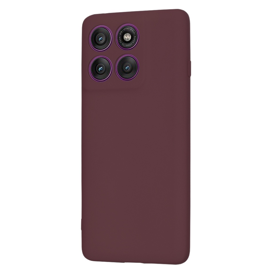 Husa pentru Motorola Edge 60 Pro, SKYDDAR INNOVATION, din Silicon Catifelat, SoftElegance , Bordo, set cu sticker - 2 | YEO