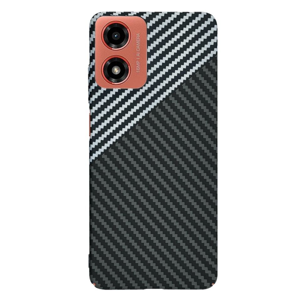 Husa pentru Motorola Moto G04 / Moto G24 / Moto G04s / Moto E14, SKYDDAR INNOVATION, textura carbon, Carbonite FiberShell, set cu sticker, Gri, - 2 | YEO