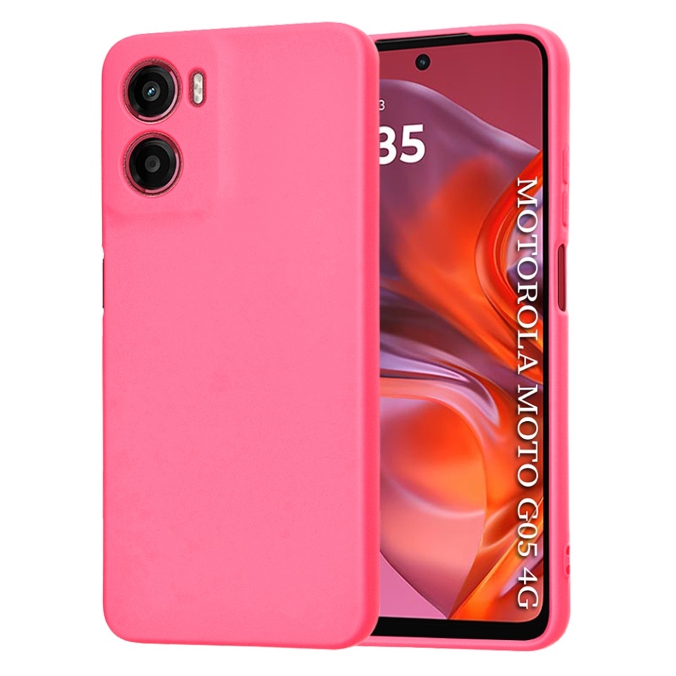 Husa pentru Motorola Moto G05 / Moto E15, SKYDDAR INNOVATION, din Silicon Catifelat, SoftElegance, set cu sticker, Fucsia