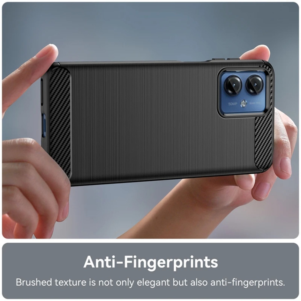 Husa pentru Motorola Moto G14, SKYDDAR INNOVATION, Carbon Silicone, din Silicon Slim, cu textura Fibra Carbon, set cu sticker, Albastru - 3 | YEO
