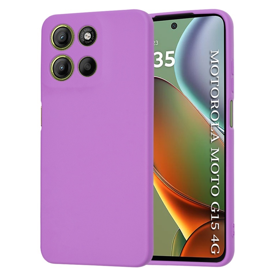 Husa pentru Motorola Moto G15 / Moto G15 Power, SKYDDAR INNOVATION, din Silicon Catifelat, SoftElegance, set cu sticker, Mov