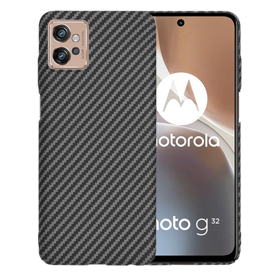 Husa pentru Motorola Moto G32, Finisaj Premium cu Textura de Carbon, Design Elegant, SKDR CarbonFlex - Negru