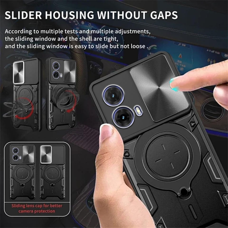 Husa pentru Motorola Moto G35, cu inel magnetic si suport ajustabil, protectie completa camera, SKDR SafeCover - Roz auriu - 1 | YEO