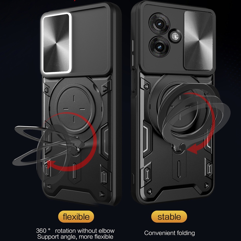 Husa pentru Motorola Moto G55, SKYDDAR INNOVATION, CamGuard Pro, Inel Magnetic, Protectie Camera, set cu sticker, Albastru - 2 | YEO