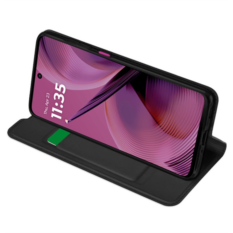 Husa pentru Motorola Moto G55, SKYDDAR INNOVATION, Magskin Book, tip Carte cu Portofel Interior, set cu sticker, Negru - 1 | YEO