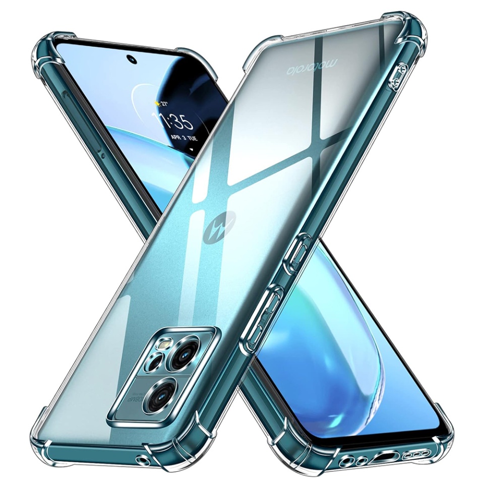 Husa pentru Motorola Moto G72 , SKYDDAR INNOVATION, Shockproof Clear din Silicon Slim, Transparenta, set cu sticker