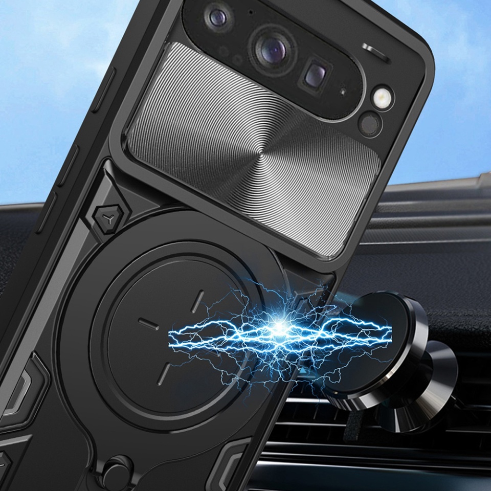 Husa pentru Motorola Moto G75 cu inel magnetic si protectie camera Skyddar CamShield - Albastru - 3 | YEO