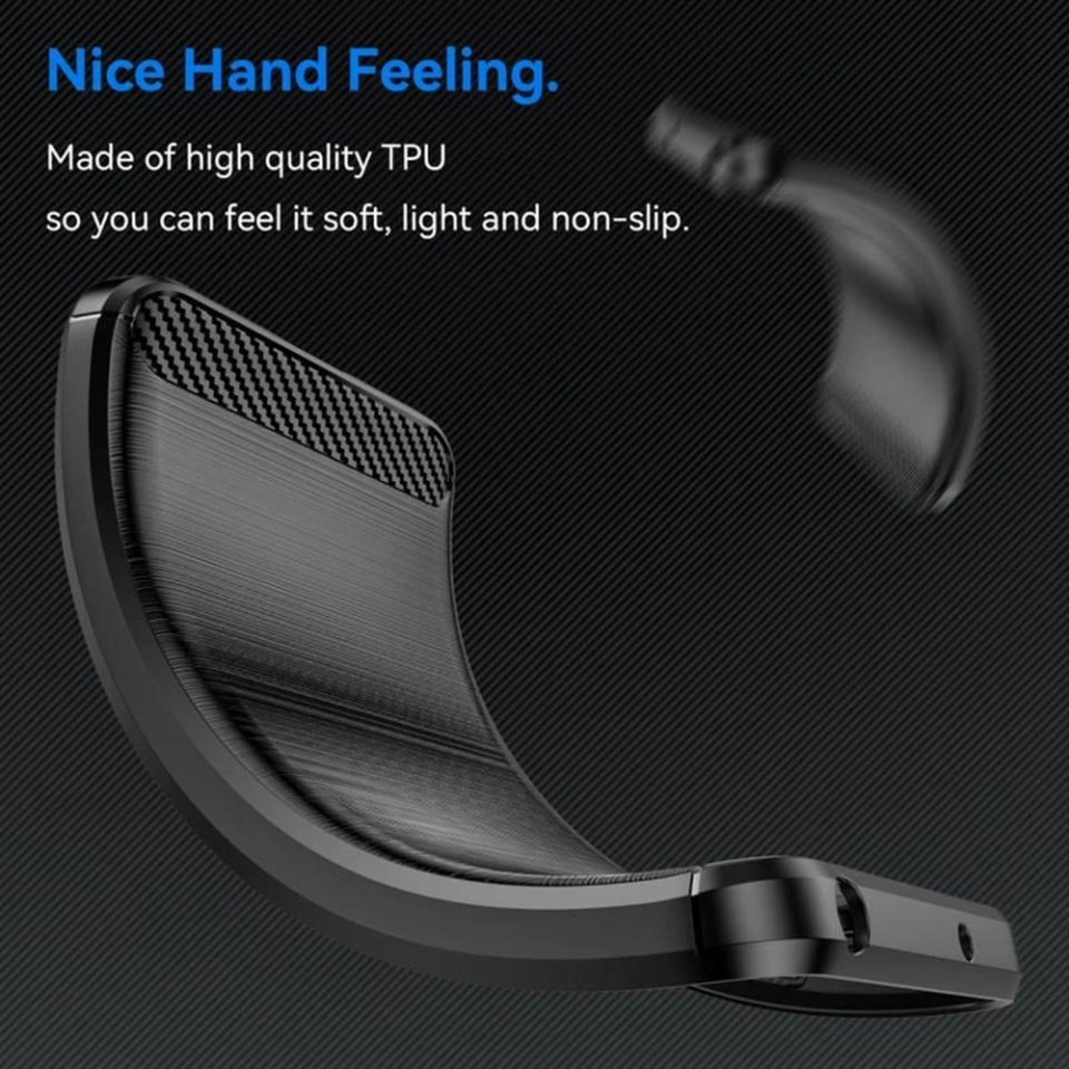 Husa pentru Motorola Moto G75 din Silicon Premium, Slim, cu textura Fibra Carbon - Negru - 3 | YEO