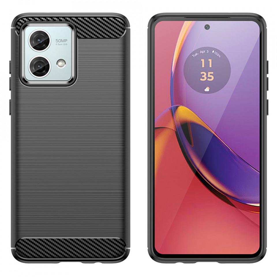 Husa pentru Motorola Moto G84 din silicon, Slim, cu textură Fibra Carbon Skyddar - Negru - 1 | YEO
