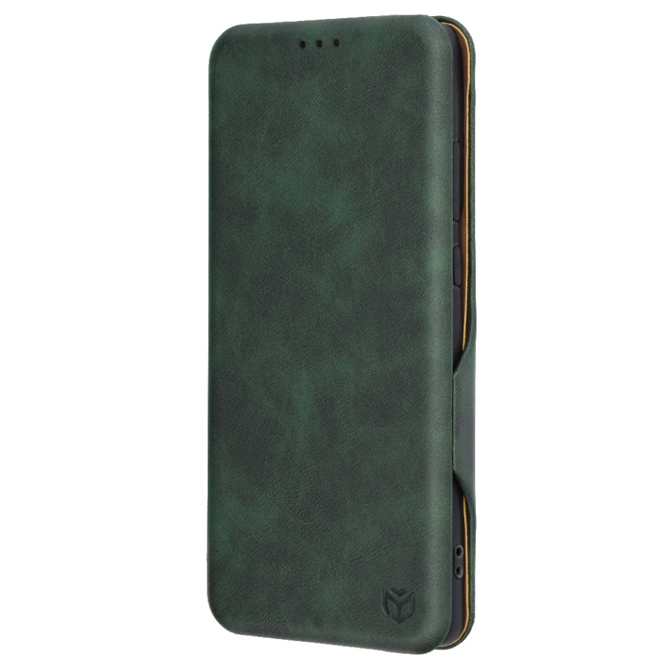 Husa pentru Motorola Moto G85, SKYDDAR INNOVATION, Safe Wallet tip carte din Piele Ecologica, Suport Carduri, Inchidere Magnetica, Verde, set cu sticker - 3 | YEO