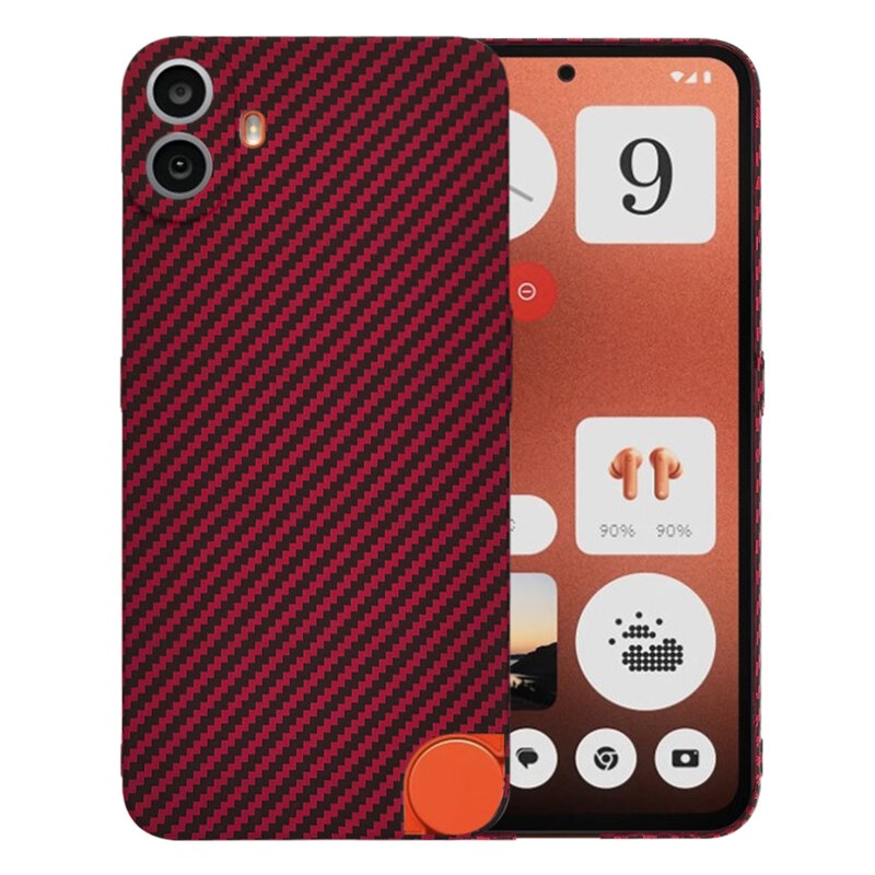 Husa pentru Nothing CMF Phone 1, Finisaj Premium cu Textura de Carbon, Design Elegant, SKDR CarbonFlex - Rosu