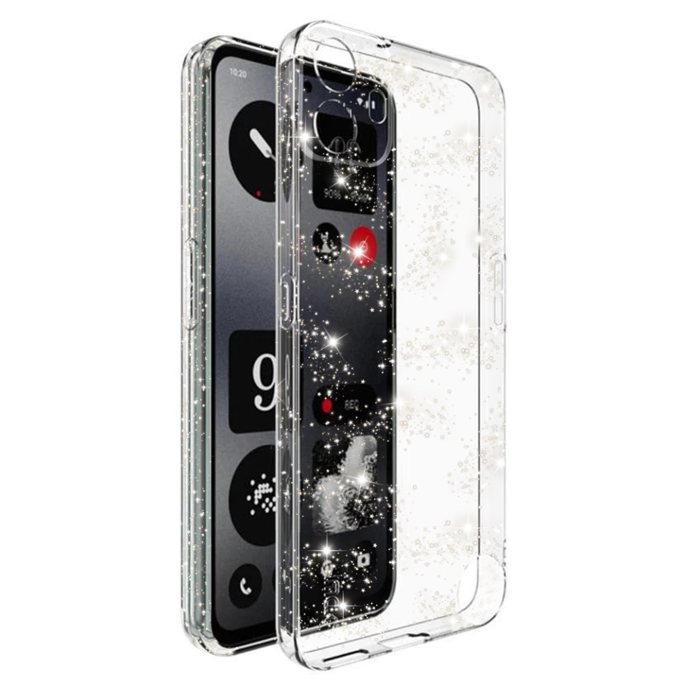 Husa pentru Nothing CMF Phone 1, SKYDDAR INNOVATION, SparkleSkin din Silicon TPU cu Sclipici, Design Elegant, set cu sticker, Transparenta