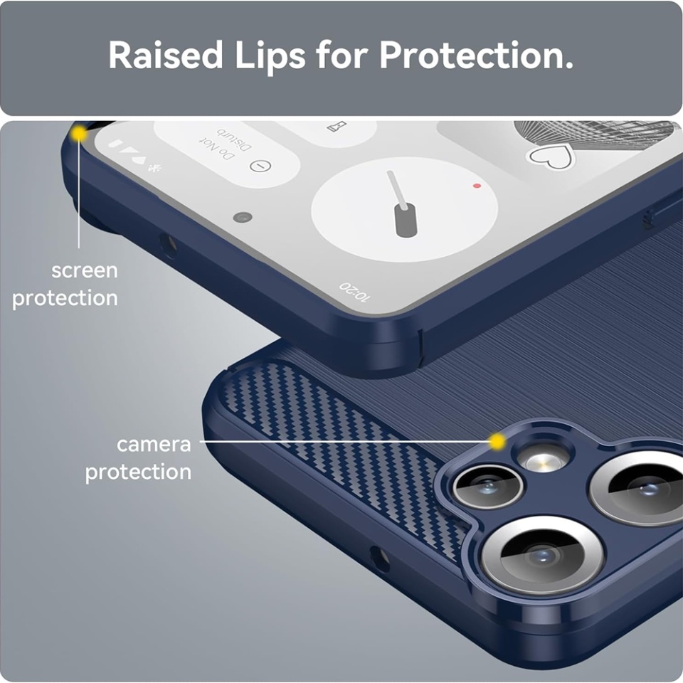 Husa pentru Nothing CMF Phone 2 Pro, SKYDDAR INNOVATION, Carbon Silicone, din Silicon Slim, cu textura Fibra Carbon, set cu sticker, Albastru - 3 | YEO