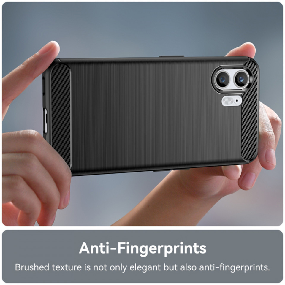 Husa pentru Nothing Phone (2) din silicon, Slim, cu textura Fibra Carbon - Negru - 3 | YEO
