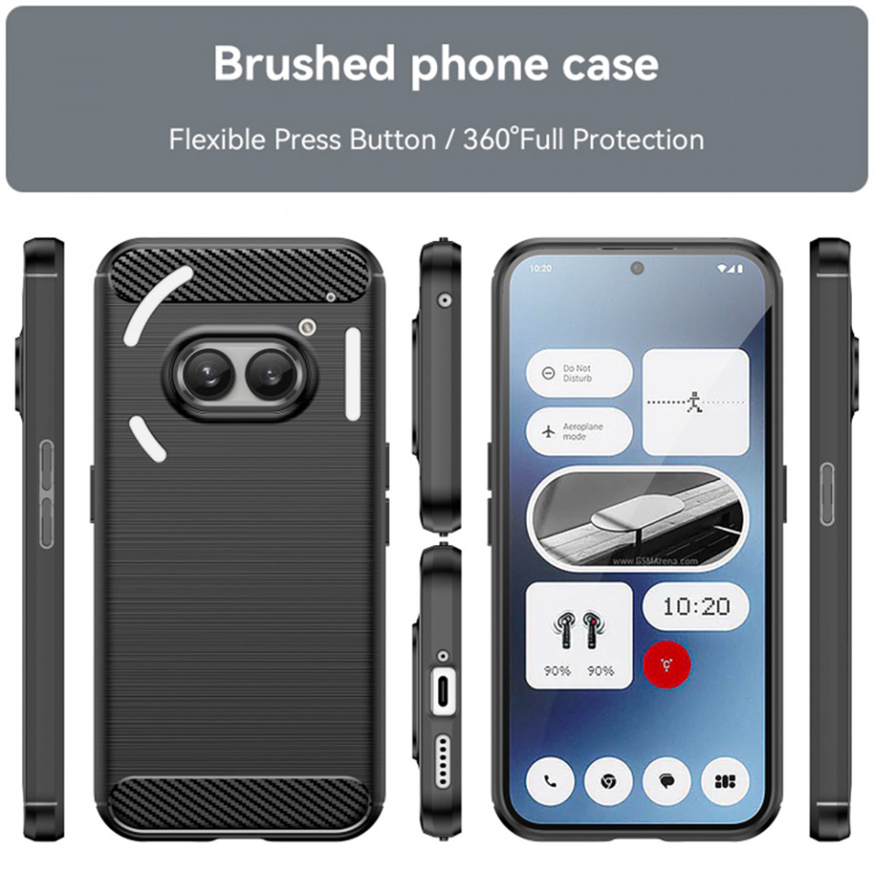 Husa pentru Nothing Phone (2a) din silicon, Slim, cu textură Fibra Carbon - Negru - 2 | YEO
