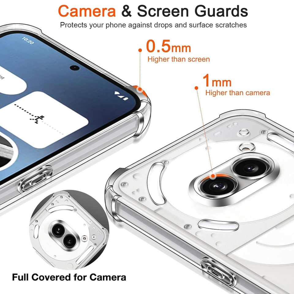 Husa pentru Nothing Phone (2a) / Phone (2a) Plus , SKYDDAR INNOVATION, Shockproof Clear din Silicon Slim, Transparenta, set cu sticker - 2 | YEO