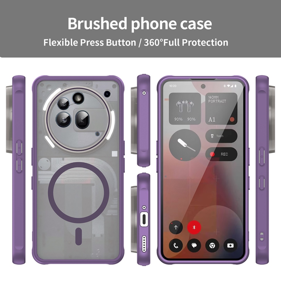 Husa pentru Nothing Phone (3a) Pro, SKYDDAR INNOVATION, HaloFrost MagSafe II, Antisoc, set cu sticker, Mov - 2 | YEO