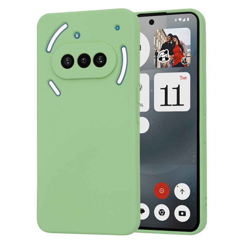 Husa pentru Nothing Phone (3a), SKYDDAR INNOVATION, SoftElegance din Silicon Catifelat, set cu sticker, Verde deschis