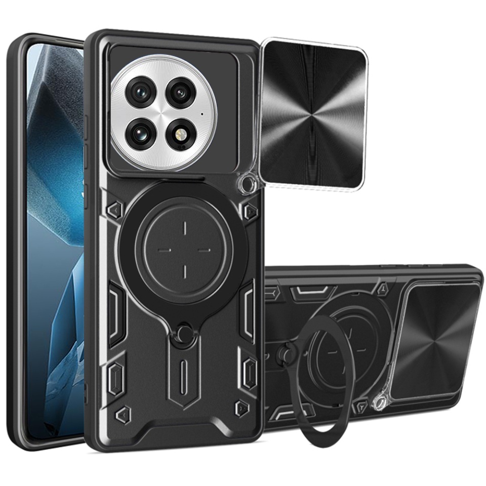 Husa pentru OnePlus 13, SKYDDAR INNOVATION, CamGuard Pro, Inel Magnetic, Protectie Camera, set cu sticker, Negru