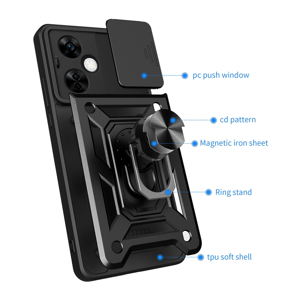 Husa pentru OnePlus Nord CE4 Lite cu inel magnetic si protectie camera Skyddar CamShield - Roz - 1 | YEO