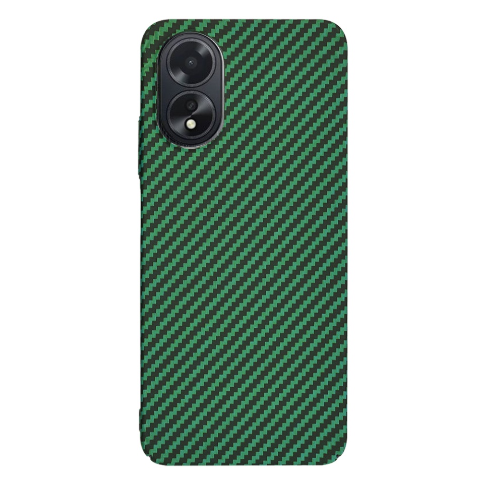 Husa pentru Oppo A38 / A18, Finisaj Premium cu Textura de Carbon, Design Elegant, SKDR CarbonFlex - Verde - 2 | YEO
