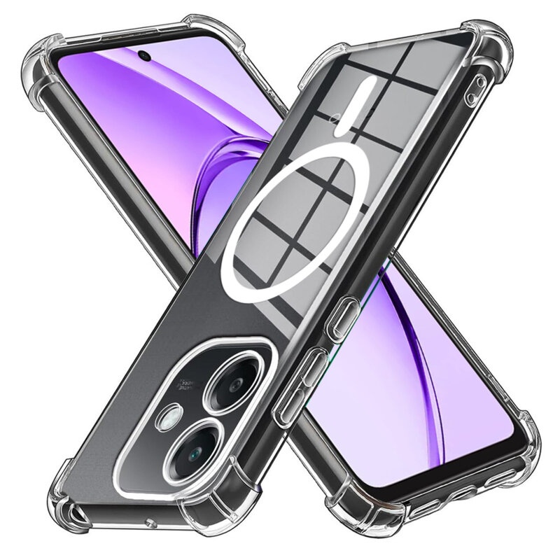 Husa pentru Oppo A40 4G, SKYDDAR INNOVATION, Shockproof MagSafe, Transparenta, set cu sticker