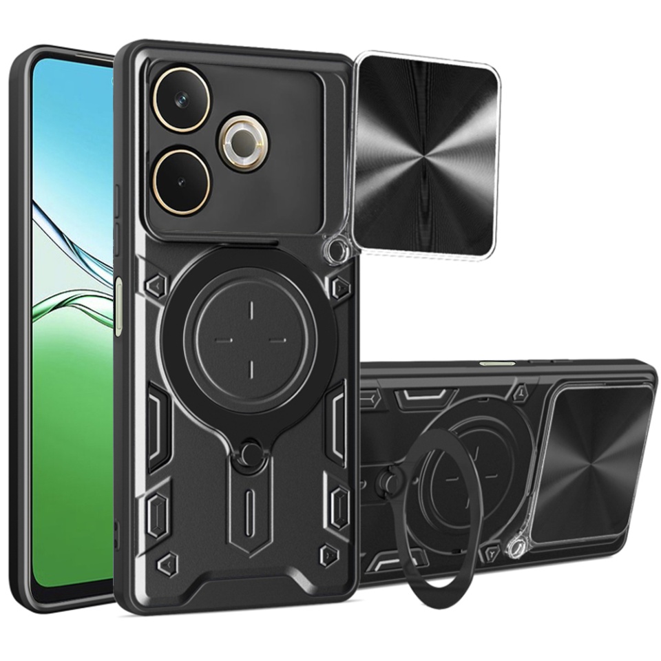 Husa pentru Oppo A5 Pro 5G / A5 Pro 4G, SKYDDAR INNOVATION, CamGuard Pro, Inel Magnetic, Protectie Camera, Negru, set cu sticker