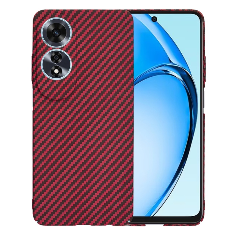 Husa pentru Oppo A60 4G, SKYDDAR INNOVATION, textura carbon, Carbonite FiberShell, set cu sticker, Rosu,