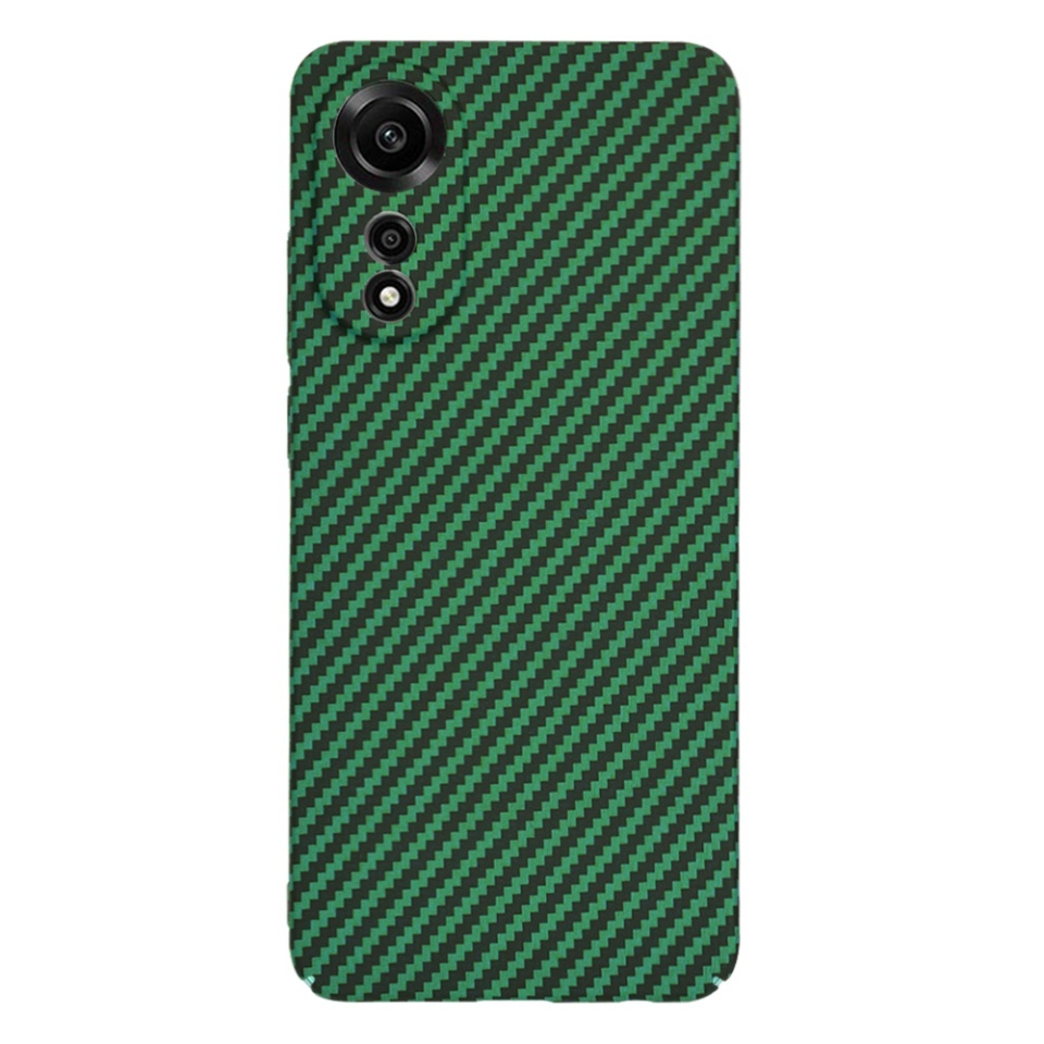 Husa pentru Oppo A78 4G, SKYDDAR INNOVATION, textura carbon, Carbonite FiberShell, set cu sticker, Verde, - 2 | YEO