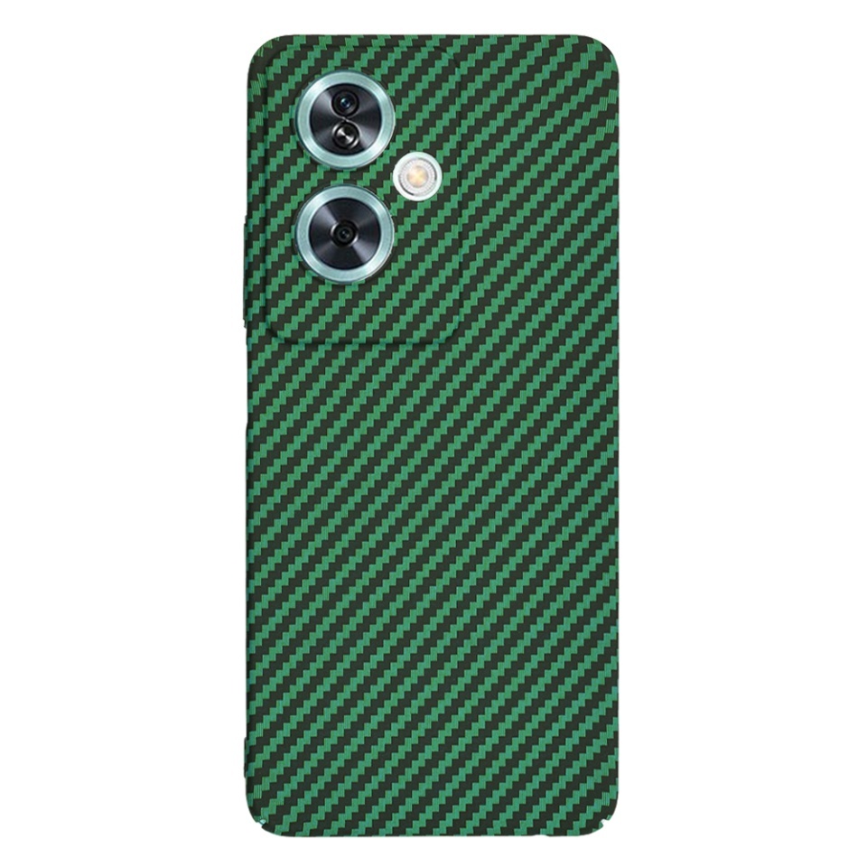 Husa pentru Oppo A79 5G / OnePlus Nord N30 SE, SKYDDAR INNOVATION, textura carbon, Carbonite FiberShell, set cu sticker, Verde, - 2 | YEO