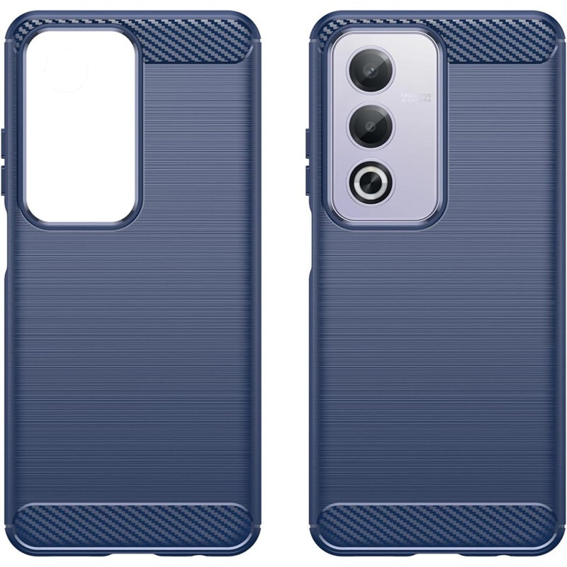 Husa pentru Oppo A80 5G din Silicon Premium, Slim, cu textura Fibra Carbon - Albastru - 1 | YEO
