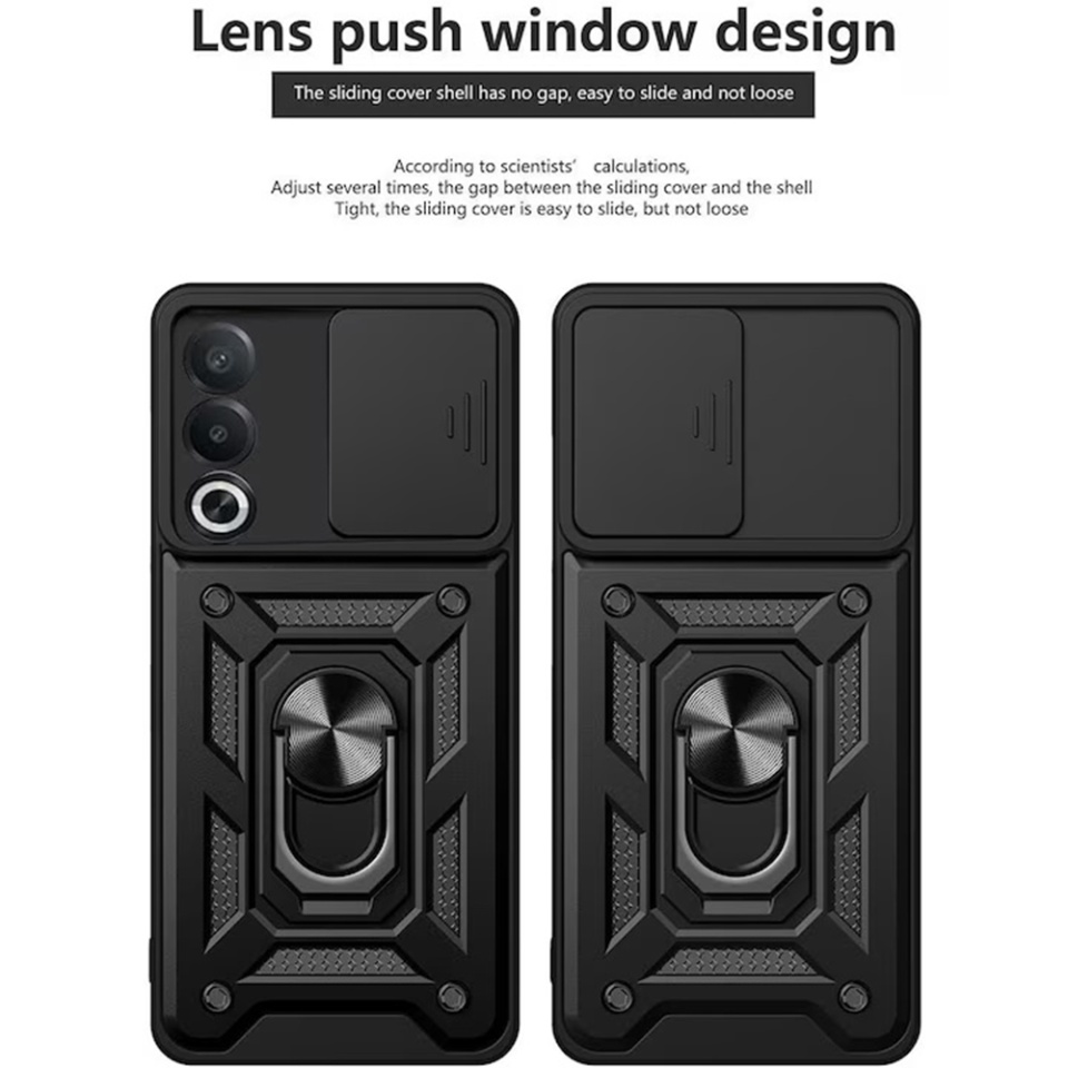 Husa pentru Oppo A80 5G, SKYDDAR INNOVATION, CamShield, Inel magnetic, set cu sticker, Negru - 2 | YEO