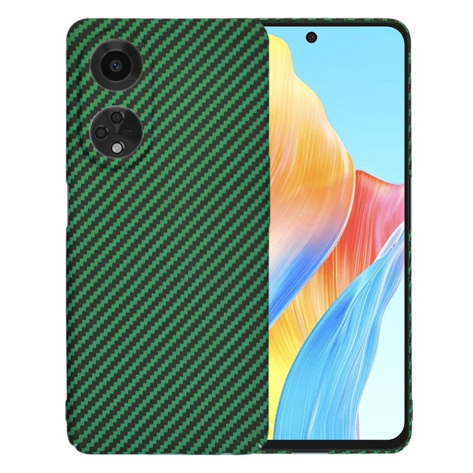 Husa pentru Oppo A98 5G, Finisaj Premium cu Textura de Carbon, Design Elegant, SKDR CarbonFlex - Verde