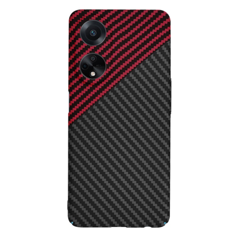 Husa pentru Oppo A98 5G, Finisaj Premium cu Textura de Carbon, Design Elegant, SKDR CarbonFlex - Rosu inchis - 2 | YEO