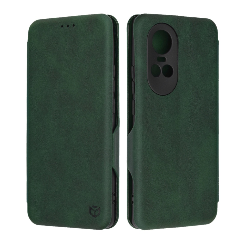 Husa pentru Oppo Reno10 / Reno10 Pro, SKYDDAR INNOVATION, Safe Wallet tip carte din Piele Ecologica, Suport Carduri, Inchidere Magnetica, Verde, set cu sticker
