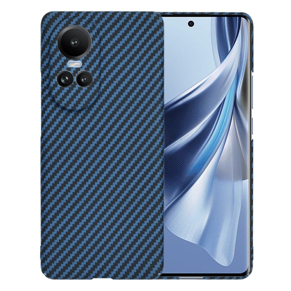 Husa pentru Oppo Reno10 / Reno10 Pro, SKYDDAR INNOVATION, textura carbon, Carbonite FiberShell, set cu sticker, Cyan,