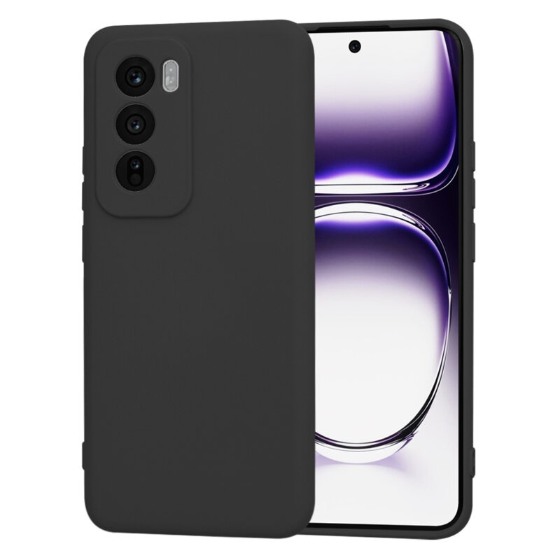 Husa pentru Oppo Reno12 din Silicon Catifelat, Protectie Premium, Skyddar SoftElegance - Negru