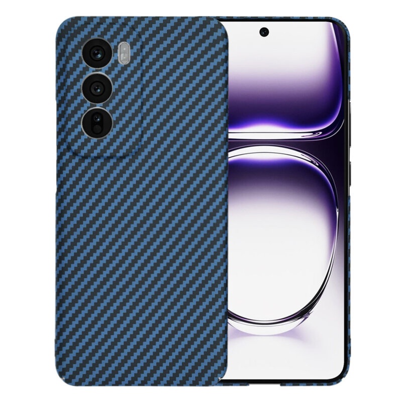 Husa pentru Oppo Reno12, Finisaj Premium cu Textura de Carbon, Design Elegant, SKDR CarbonFlex - Cyan