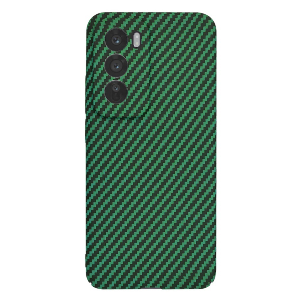 Husa pentru Oppo Reno12 Pro, SKYDDAR INNOVATION, textura carbon, Carbonite FiberShell, set cu sticker, Verde, - 2 | YEO