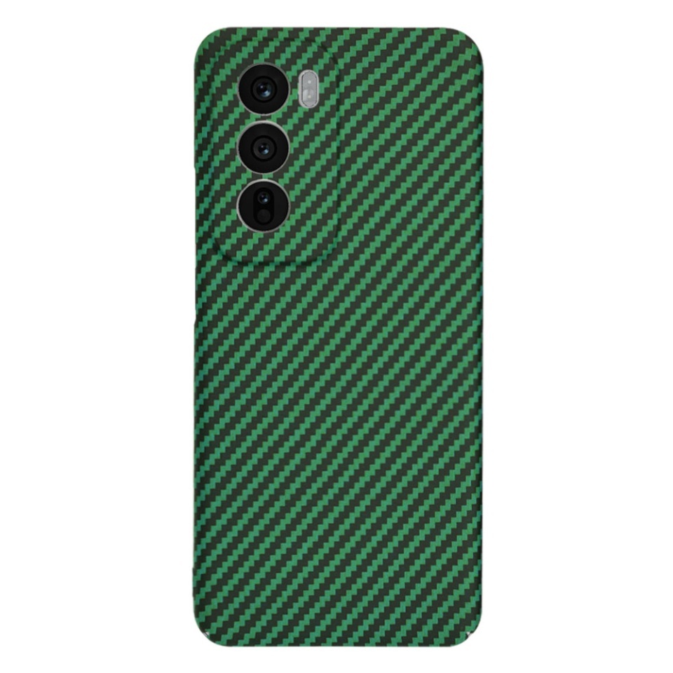 Husa pentru Oppo Reno12, SKYDDAR INNOVATION, textura carbon, Carbonite FiberShell, set cu sticker, Verde, - 2 | YEO