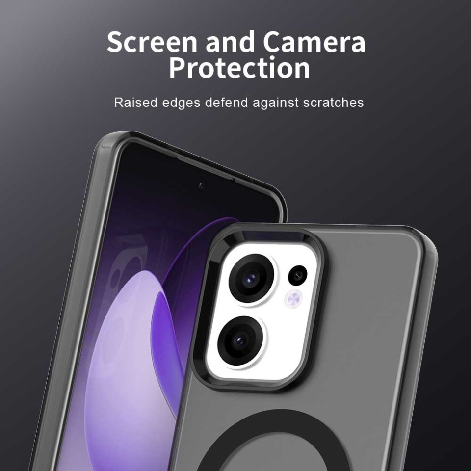 Husa pentru Oppo Reno13 F 4G / Reno13 F 5G / Reno13 FS 5G, SKYDDAR INOVATION, CandyCase, Magsafe, set cu sticker, Negru - 1 | YEO