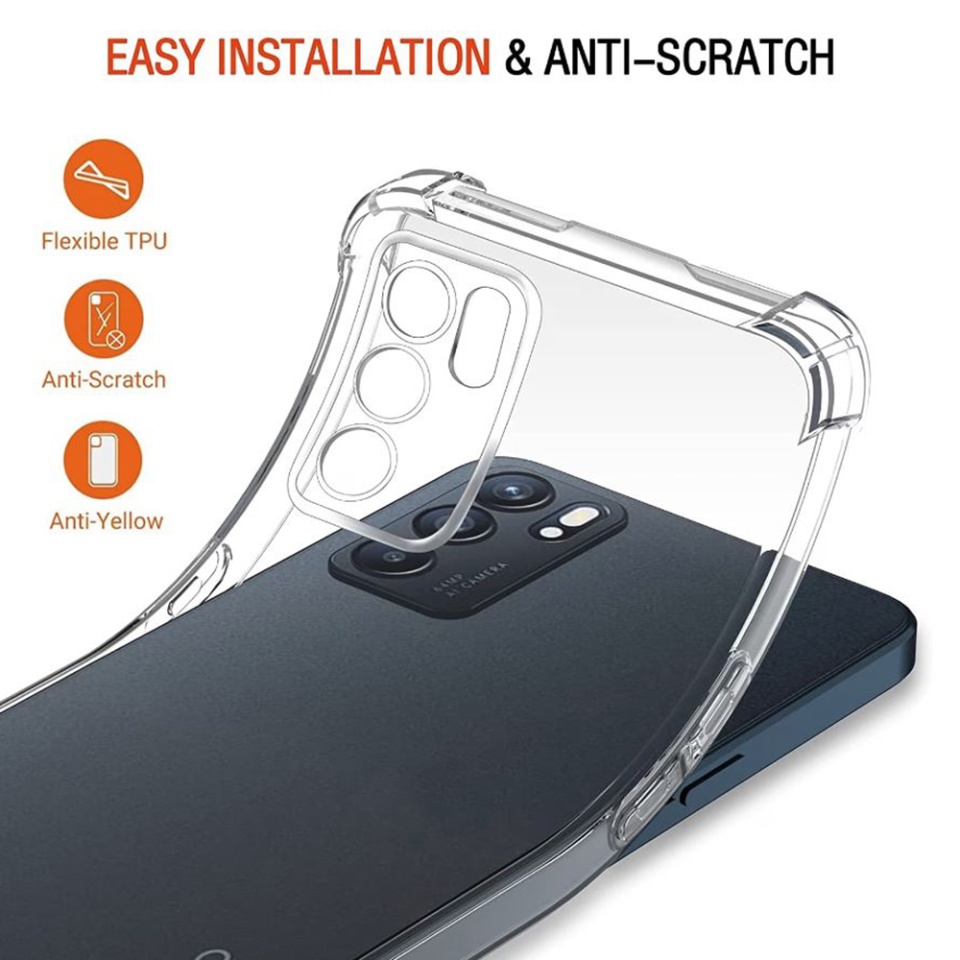 Husa pentru Oppo Reno6 5G , SKYDDAR INNOVATION, Shockproof Clear din Silicon Slim, Transparenta, set cu sticker - 2 | YEO