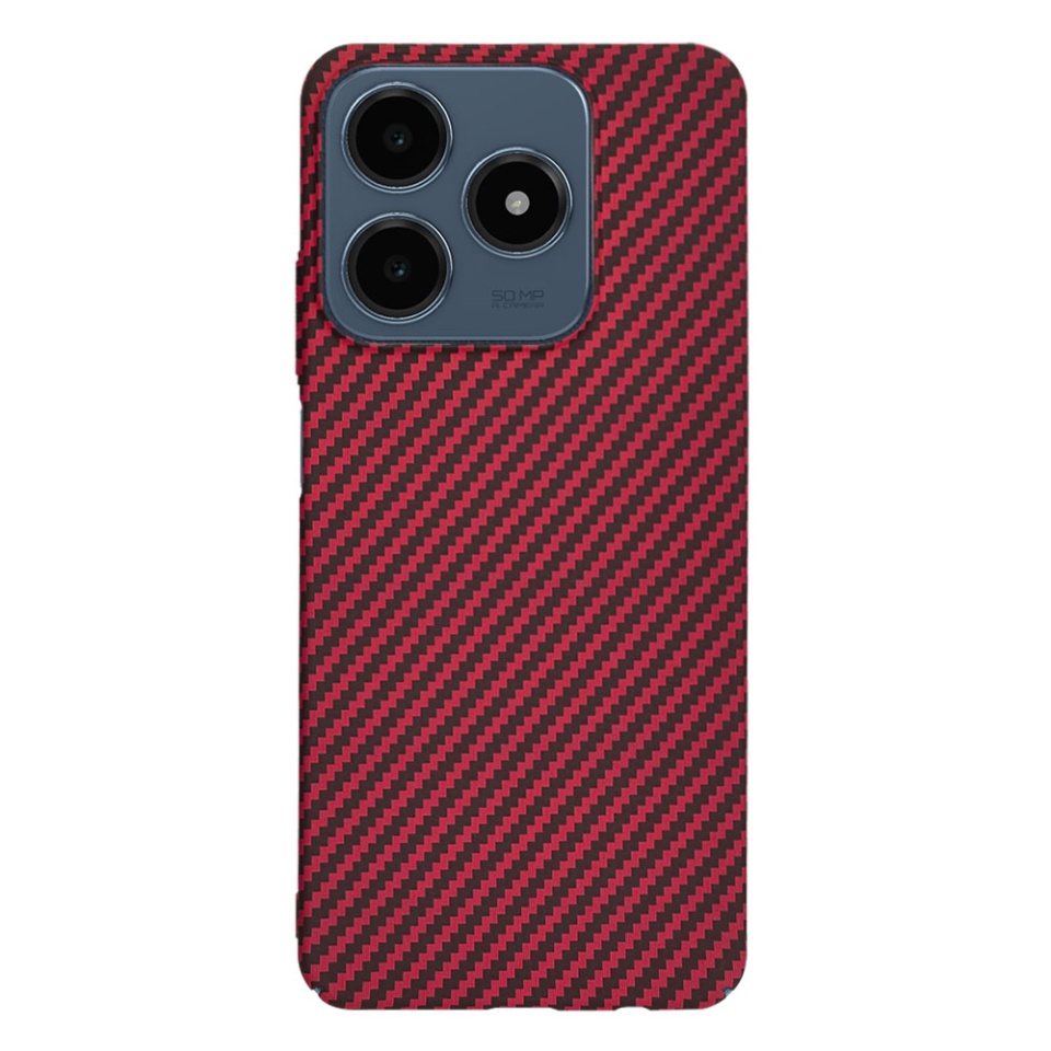 Husa pentru Realme C63 / C61, Finisaj Premium cu Textura de Carbon, Design Elegant, SKDR CarbonFlex - Rosu - 2 | YEO