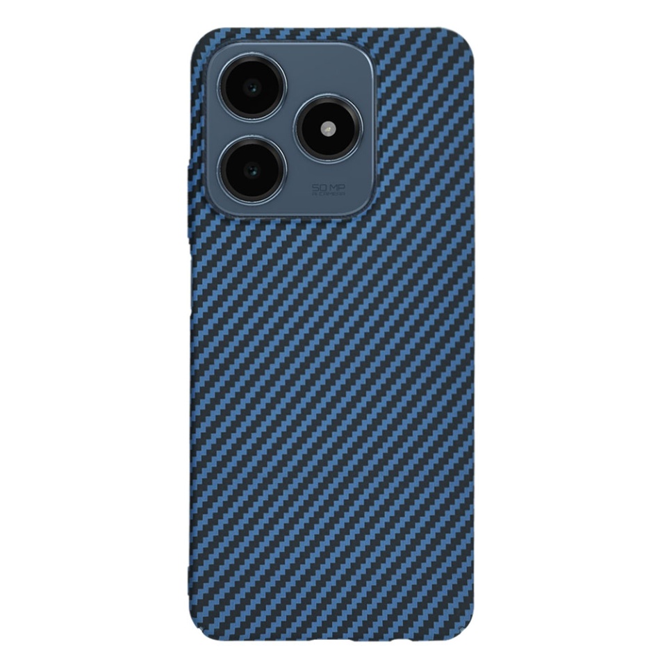 Husa pentru Realme C63 / C61, Finisaj Premium cu Textura de Carbon, Design Elegant, SKDR CarbonFlex - Cyan - 2 | YEO