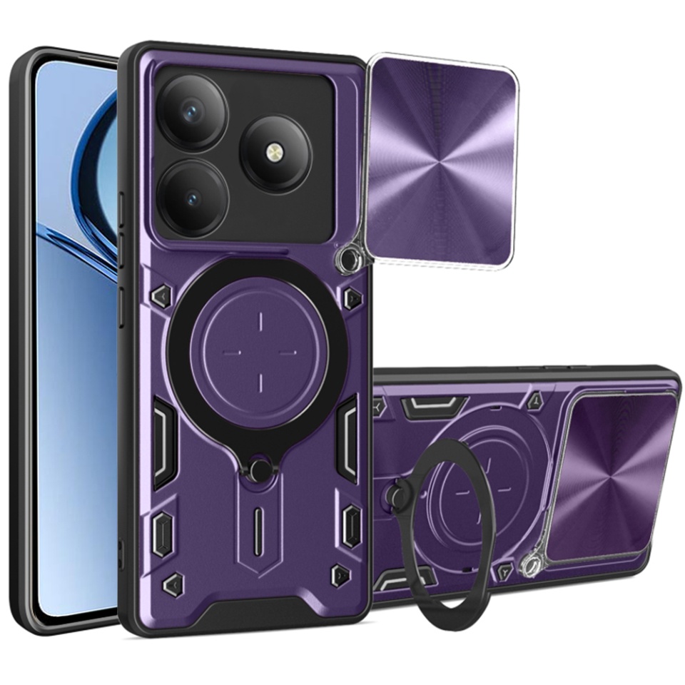Husa pentru Realme C63 / C61, SKYDDAR INNOVATION, CamGuard Pro, Inel Magnetic, Protectie Camera, set cu sticker, Mov