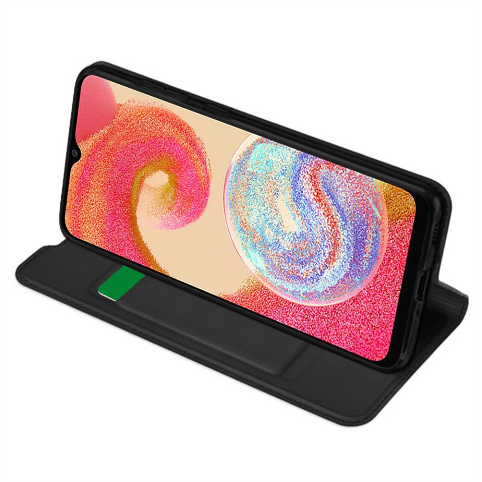 Husa pentru Samsung Galaxy A04e / Galaxy M04, SKYDDAR INNOVATION, Magskin Book, tip Carte cu Portofel Interior, set cu sticker, Negru - 1 | YEO
