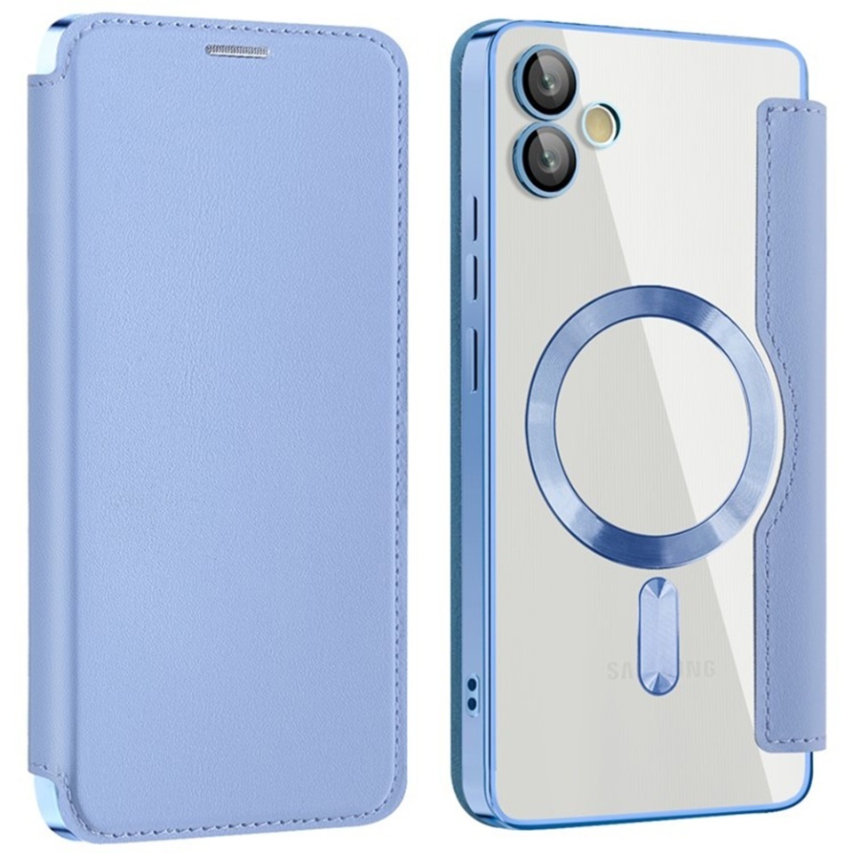 Husa pentru Samsung Galaxy A05 tip carte, SKYDDAR INOVATION, SmartMag Book, Magsafe, RFiD, Suport Carduri, set cu sticker, Bleu - 1 | YEO