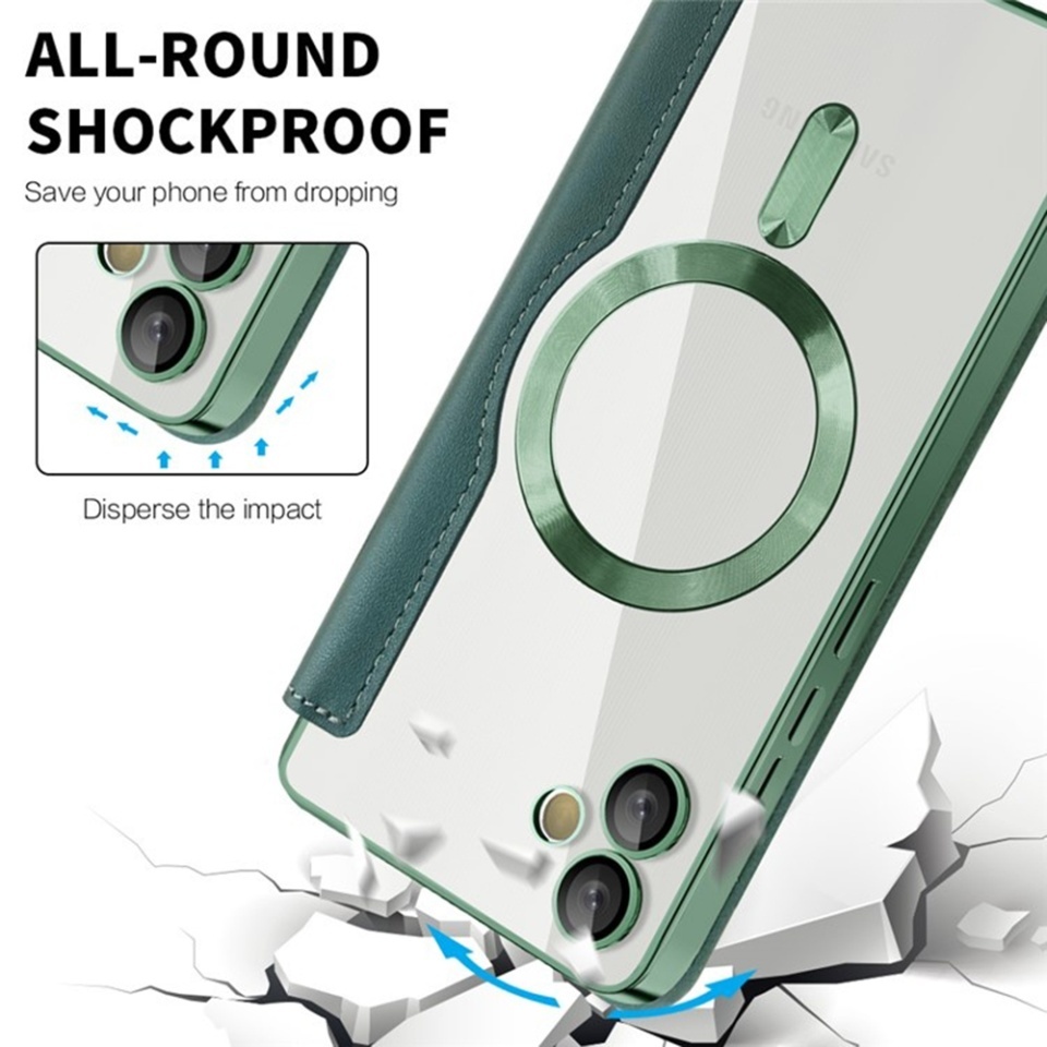 Husa pentru Samsung Galaxy A05 tip carte, SKYDDAR INOVATION, SmartMag Book, Magsafe, RFiD, Suport Carduri, set cu sticker, Verde - 3 | YEO